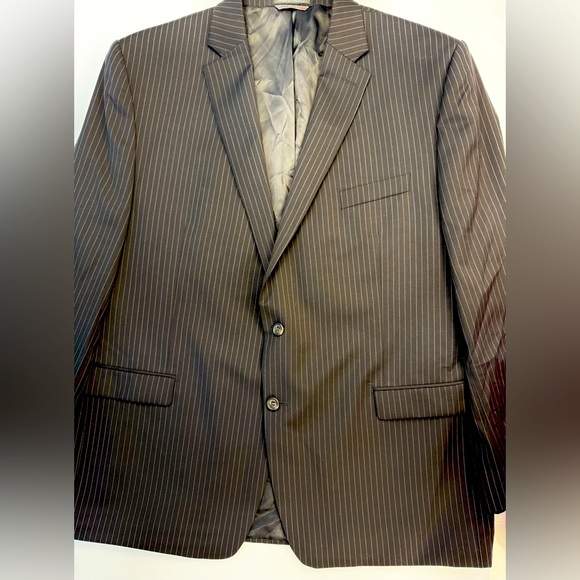 Ralph Ralph Lauren Pinstripe Blazer Black 50L 100% Pure Wool Sport Coat Jacket - Picture 1 of 13